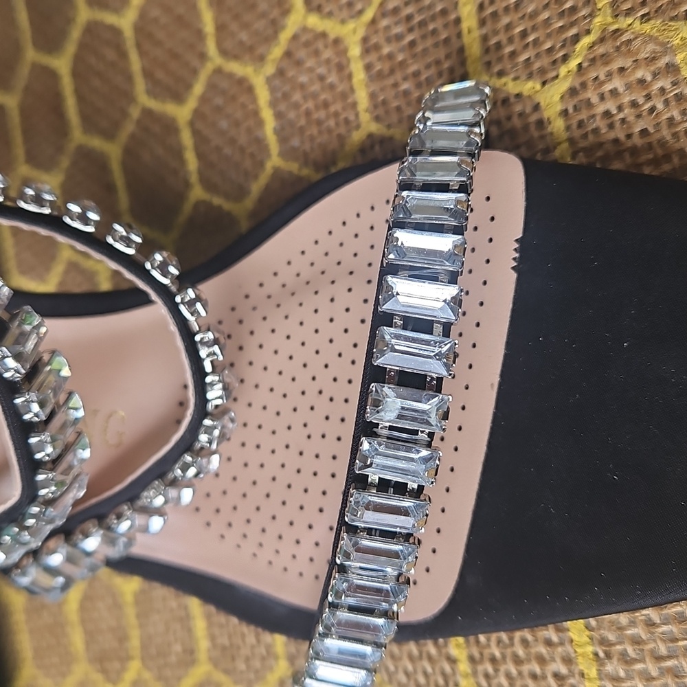 Azalea Wang Black Crystal Rhinestone Stiletto Heels - Picture 4 of 6